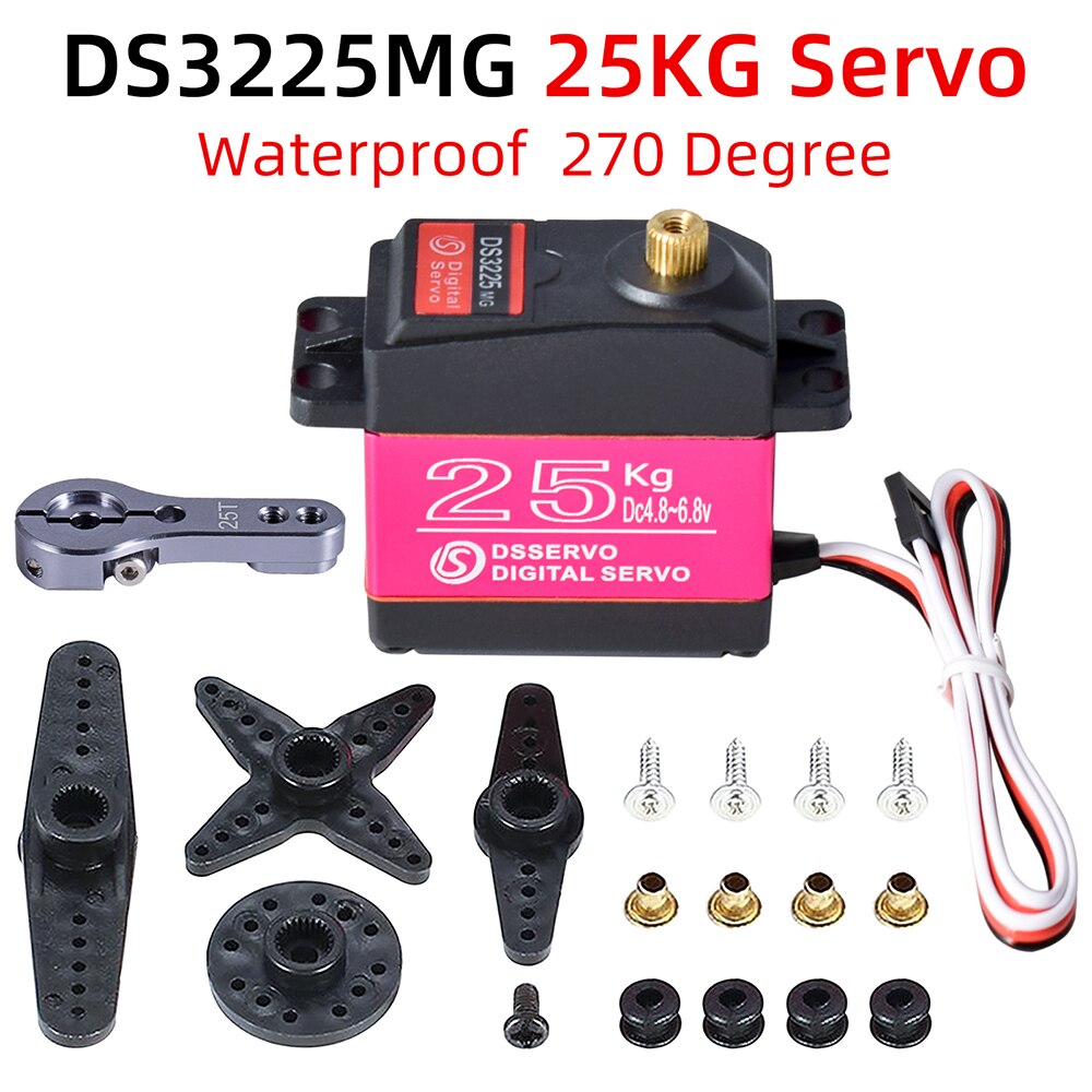 25KG Servo Waterproof RC Servo 1/10 RC Steering Servo Metal Gear High Torque Servo for 1/8 1/12 RC Cars Crawler Buggy Robots