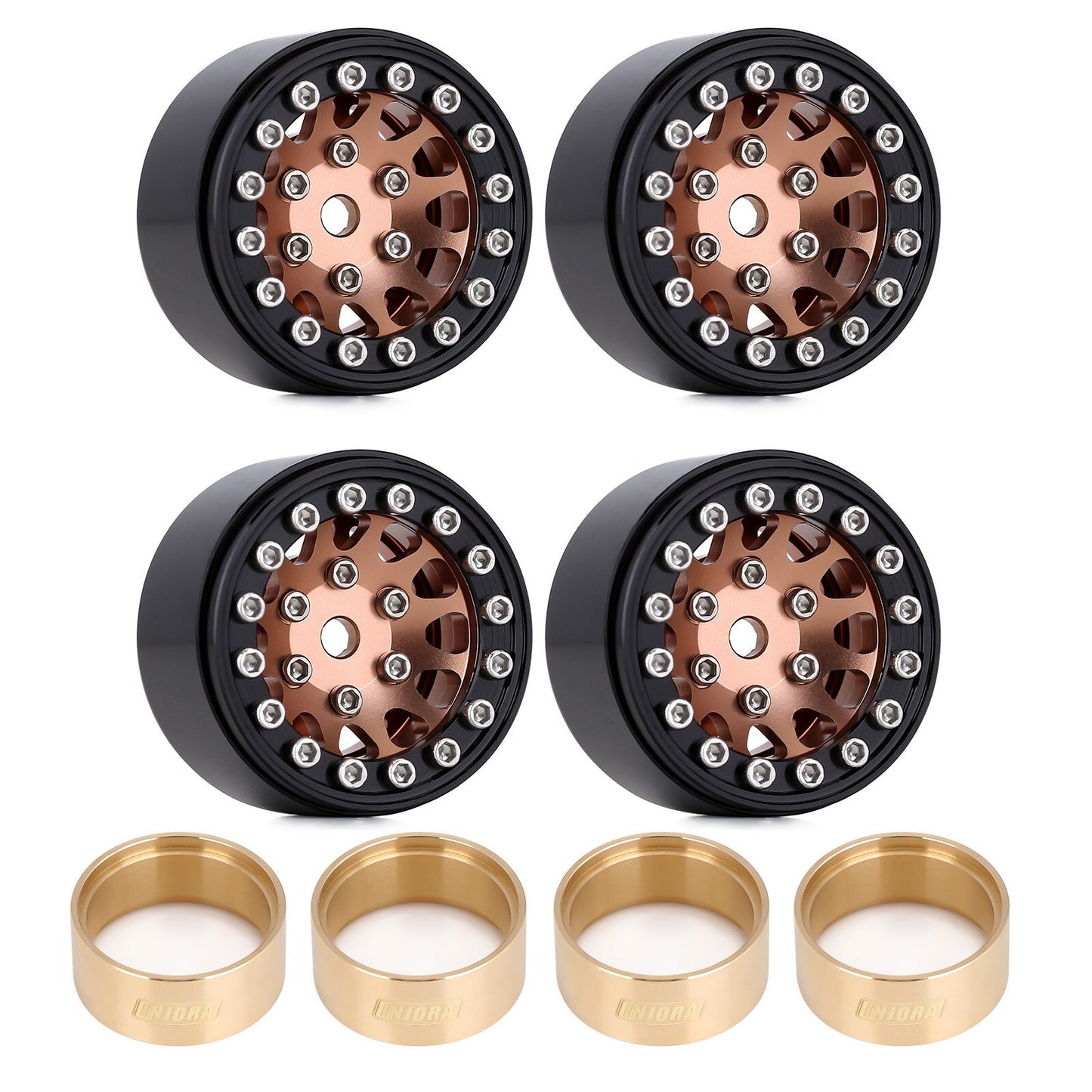 INJORA 4PCS CNC 1.0" Beadlock Wheel Rims for 1/24 RC Crawler Car Axial SCX24 AXI90081 AXI00001 AXI00002 FCX24 Enduro24 (W1049)