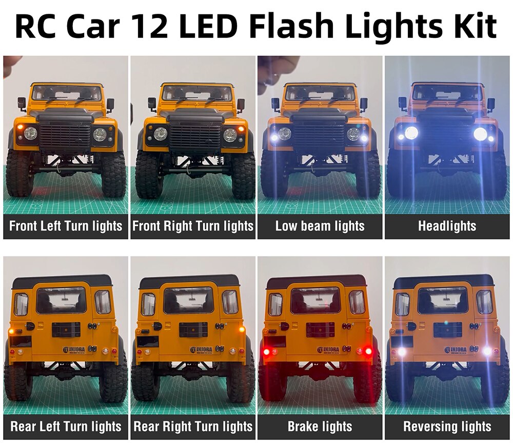 RC Auto Licht 12 LED Flash Lights Kit voor 1/10 RC Crawler Accessoires D90 D110 D130 Defender Hard Body shell RC Auto Onderdelen