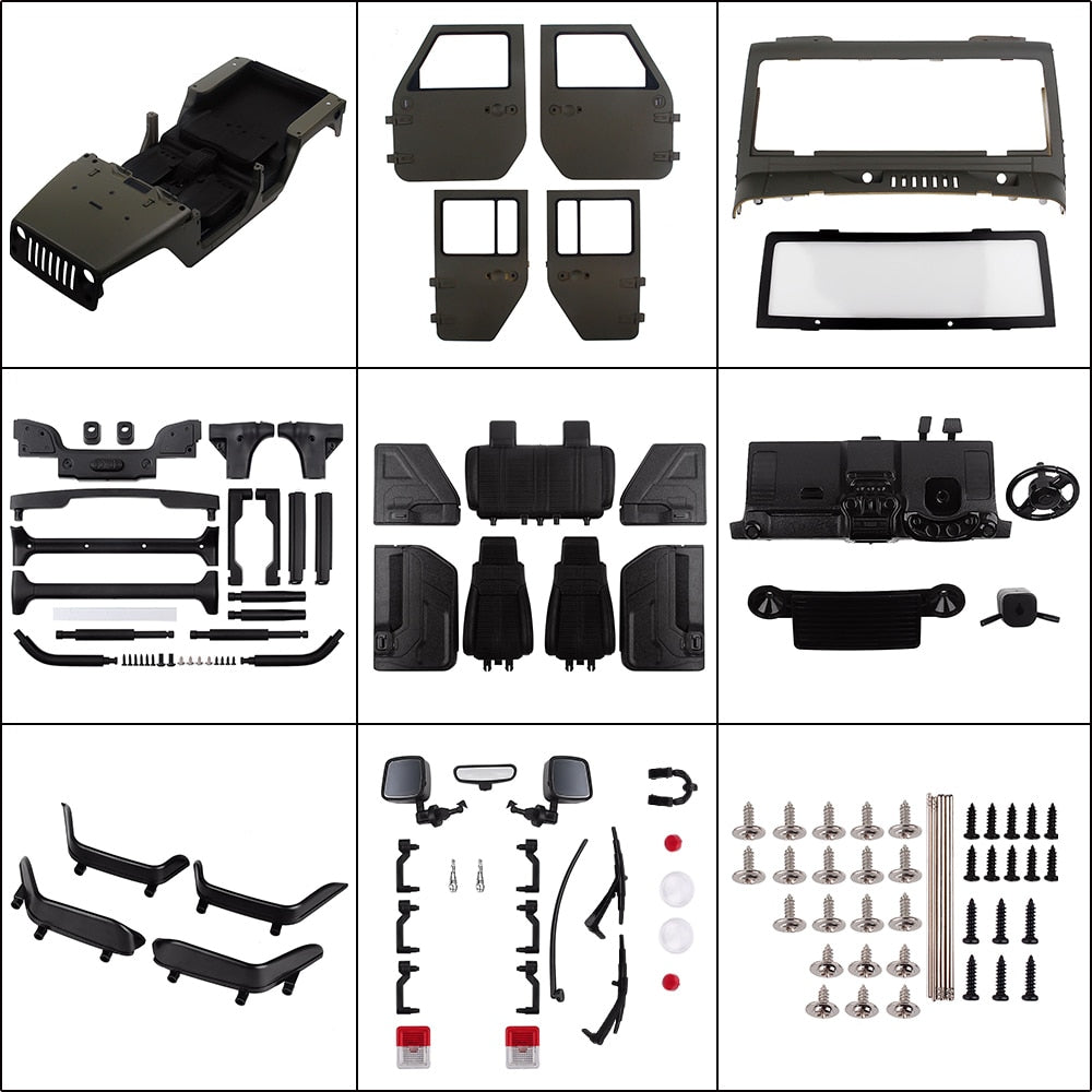 INJORA Unassembled Kit 313mm Wheelbase Convertible Open Car Body Shell for 1/10 RC Crawler Axial SCX10 90046  Jeep Wrangler