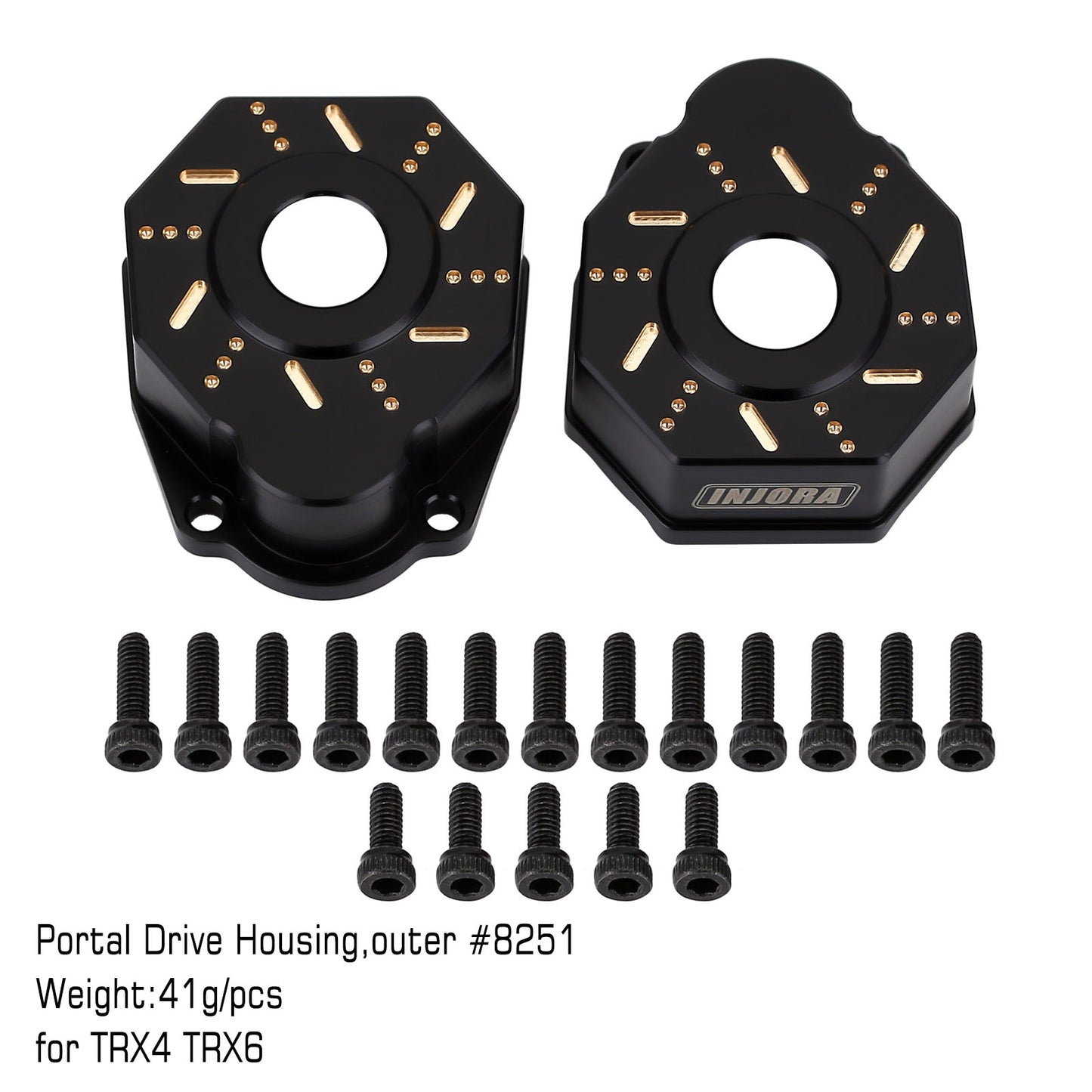 INJORA Zware Zwarte Coating Messing Contragewicht Portal Drive Behuizing Voor 1/10 RC Crawler Auto TRX4 TRX6 Upgrade Onderdelen