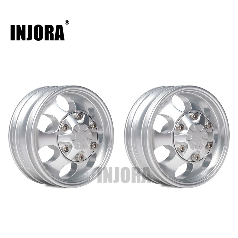 INJORA 2Pcs CNC Metal Front Rear Wheel Rim Hub for 1:14 RC Car Tamiya Tractor Truck