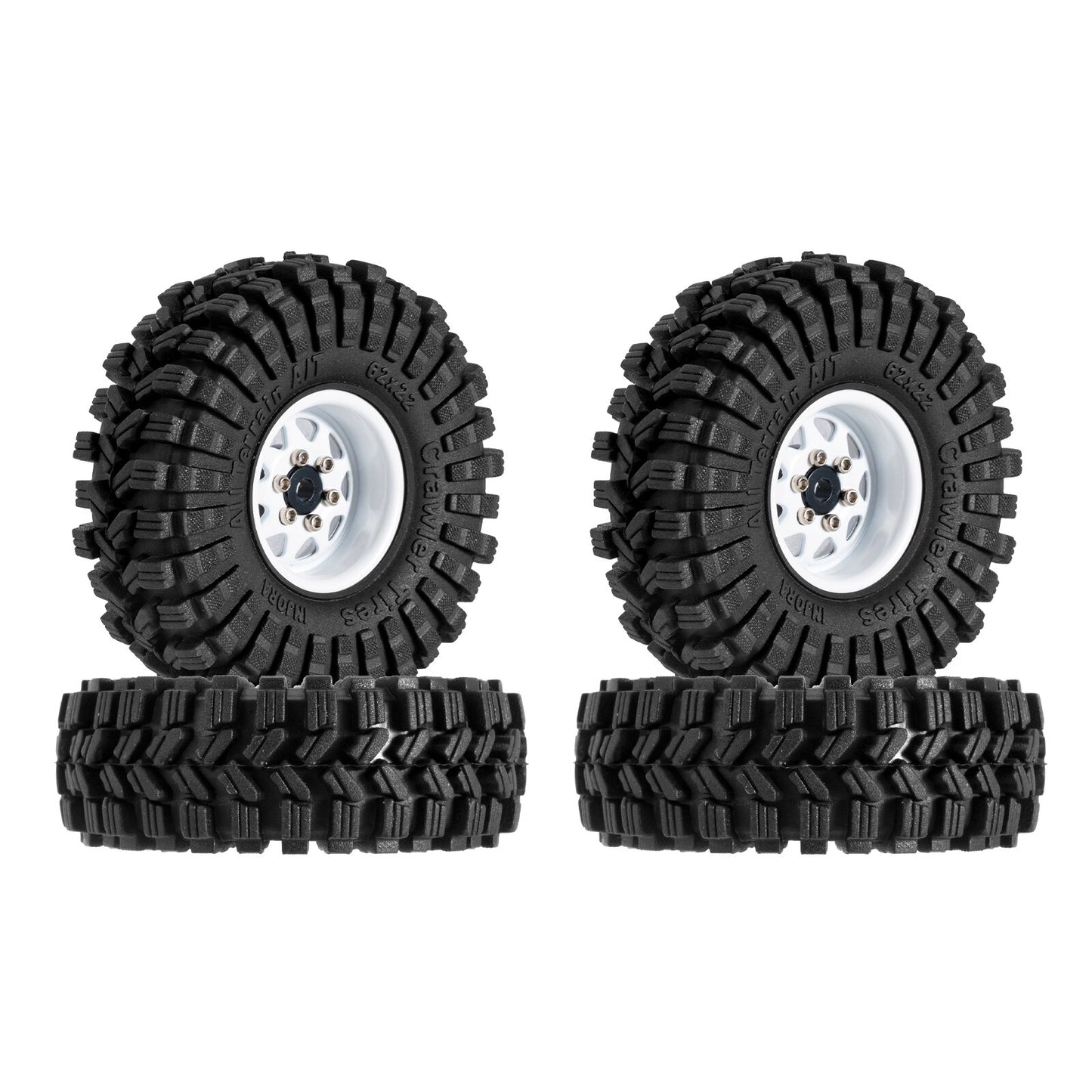 INJORA -3.78mm Offset 1.0 Beadlock Wheel Rims Tires Set for 1/18 1/24 RC Crawler Car Axial SCX24 FMS FCX24 TRX4M (W1004-T1014)