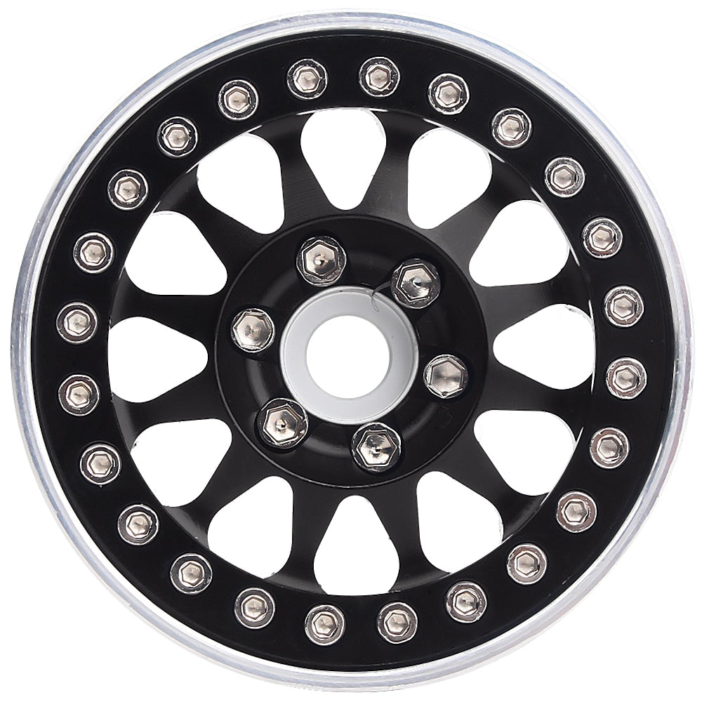INJORA 4PCS Metal 1.9 Beadlock Wheel Rim Tires Set for 1/10 RC Crawler Car Axial SCX10 90046 TRX-4 Redcat GEN 8