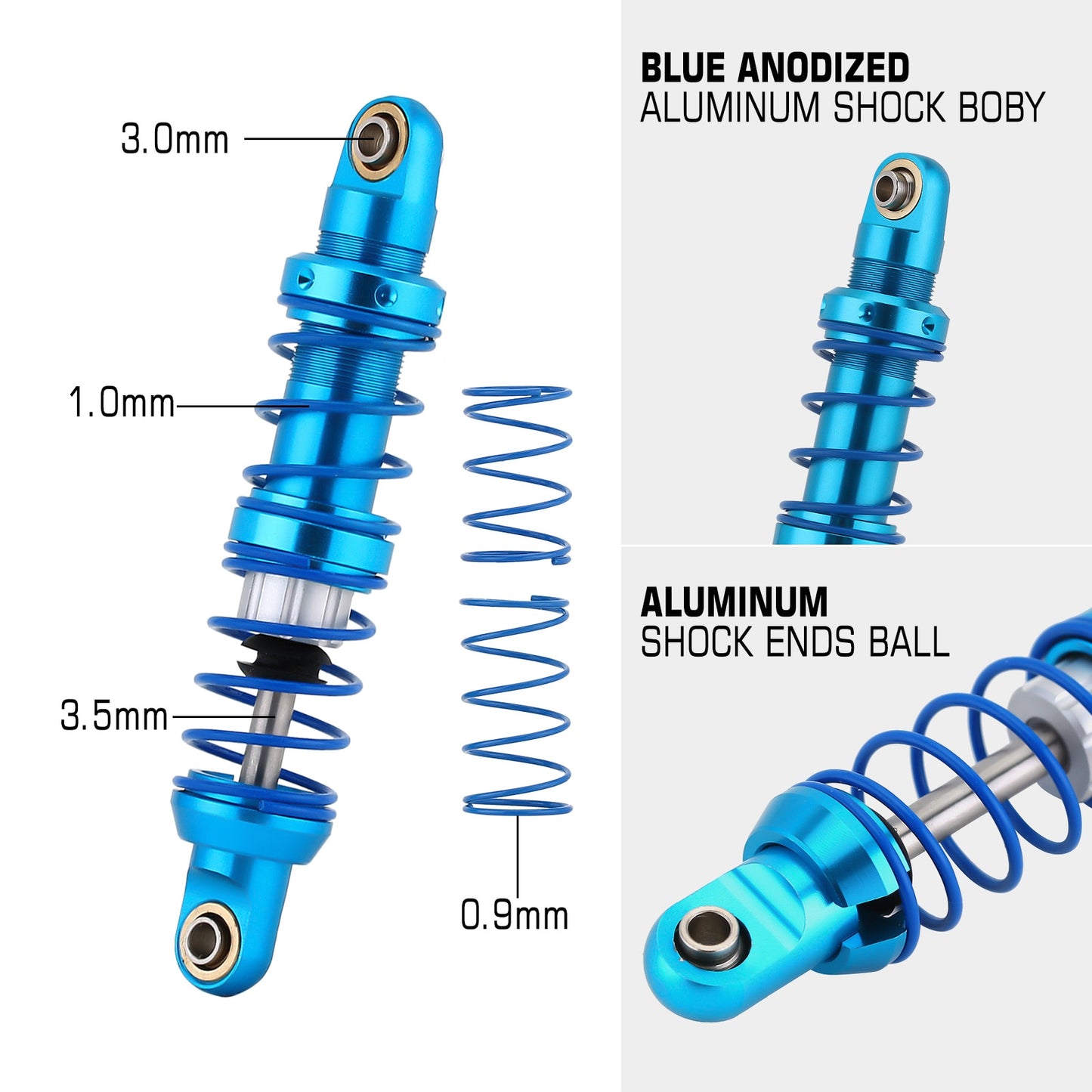 INJORA Metal Shock Absorbers 80 90 100 110 120mm Oil Damper for 1/10 RC Car Truck Crawler Axial SCX10 TRX4 Redcat Gen8