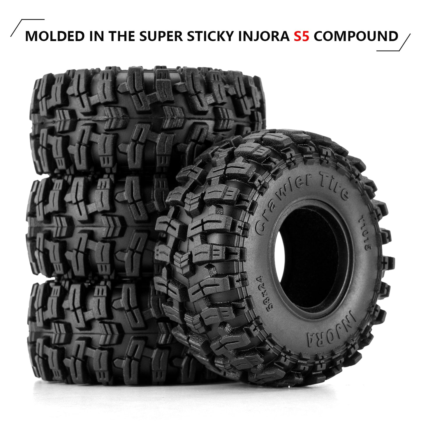 INJORA 58*24mm Swamp Stomper 1.0" Wheel Tires for 1/24 1/18 RC Crawler Car SCX24 AX24 TRX4M FCX24 (T1015)