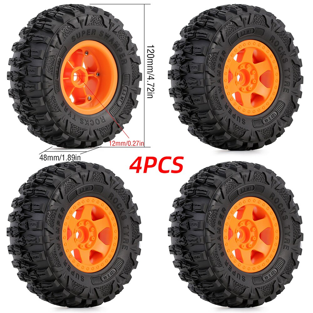 AUSTAR HOBBY 2.2in 1/10 RC Crawler Beadlock Wheels and Tires Rims Set Mud Tire for Axial SCX10 TRX4 TRX-6 Short Course Truck