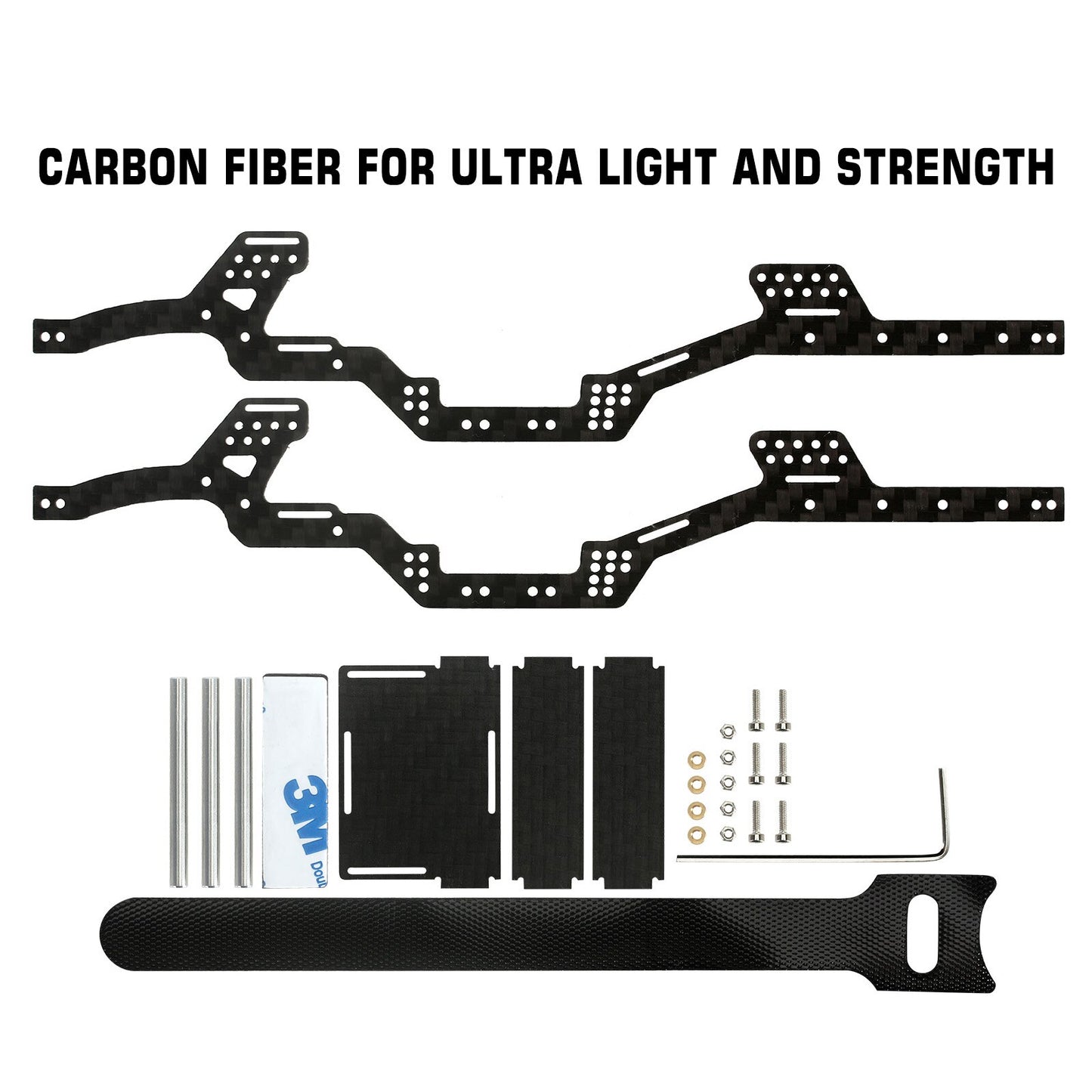 INJORA LCG Koolstofvezel Chassis Kit Frameligger voor 1/24 RC Crawler Axiale SCX24 Deadbolt JLU C10 Bronco Upgrade deel