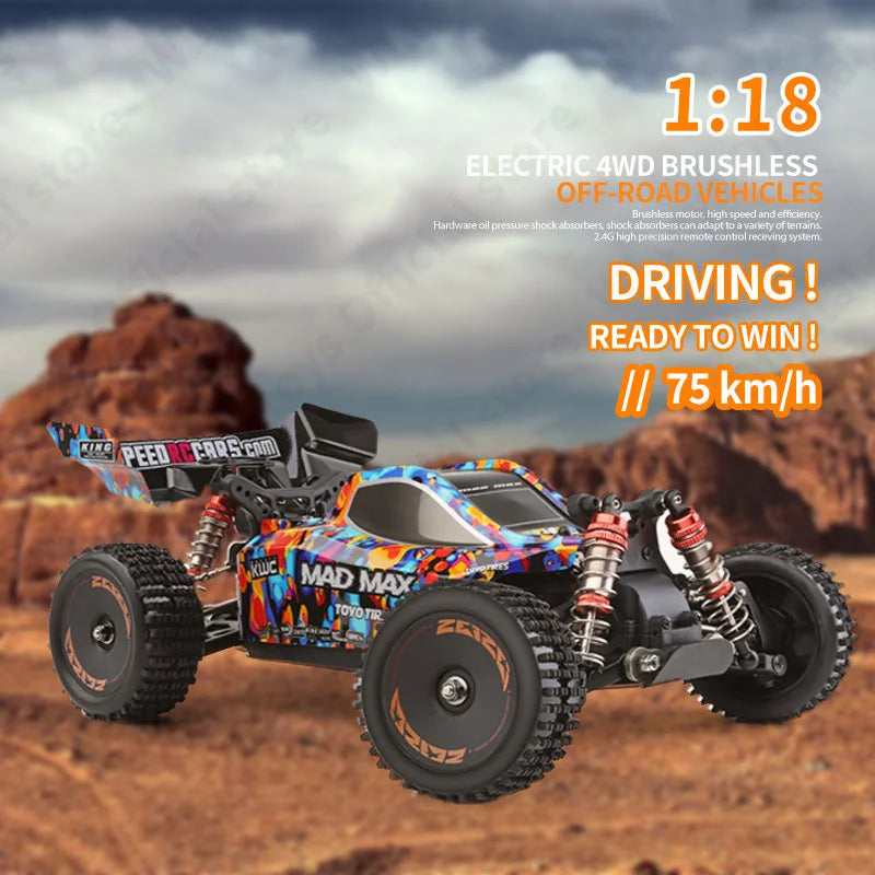 WLtoys 184016 75KM/H 2.4G RC Car Brushless 4WD Electric High Speed Off-Road Remote Control Drift Toys for Children Racing