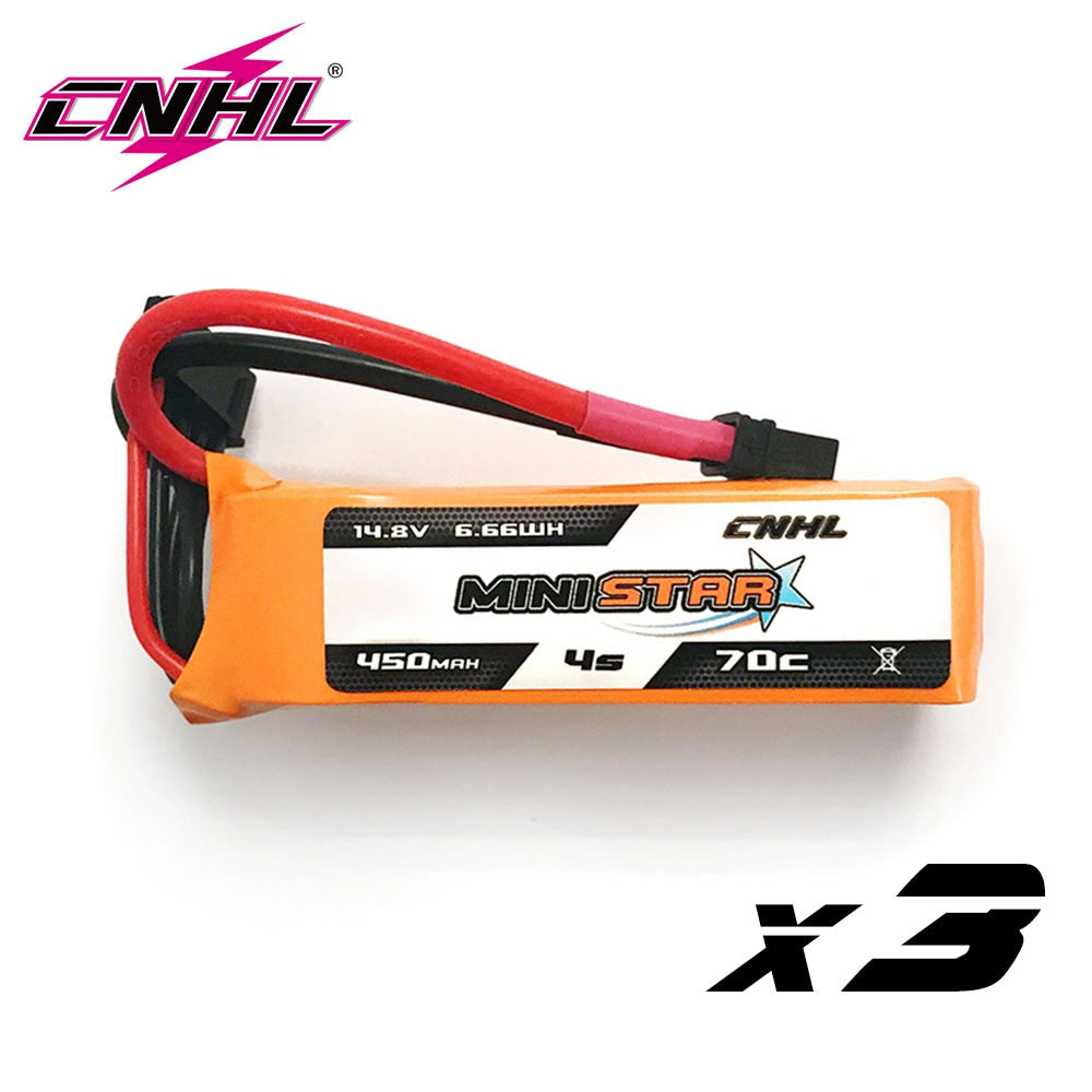 3PCS CNHL Lipo Battery 4S 14.8V 450mAh 70C MiniStar With XT30U Plug For Mini Quad RC FPV Airplane Quadcopter Drone Racing Hobby