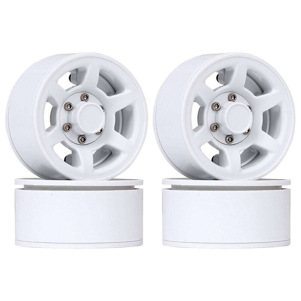 INJORA 4 Pezzi di Plastica 1.55 "Beadlock Wheel Rim Bianco/Nero per 1/10 RC Crawler Auto Axial 90069 D90 TF2 Tamiya CC01 LC70 MST JIMNY