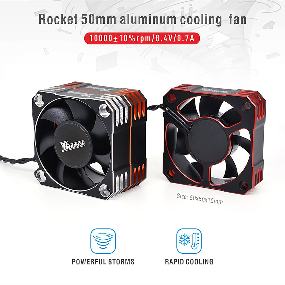 2PCS SURPASS HOBBY Rocket RC Motor Fun 50mm Metal Cooling Fan 8.5V/10000RPM Heat Dissipation for 1/8 1/5 1/6 RC Car Truck