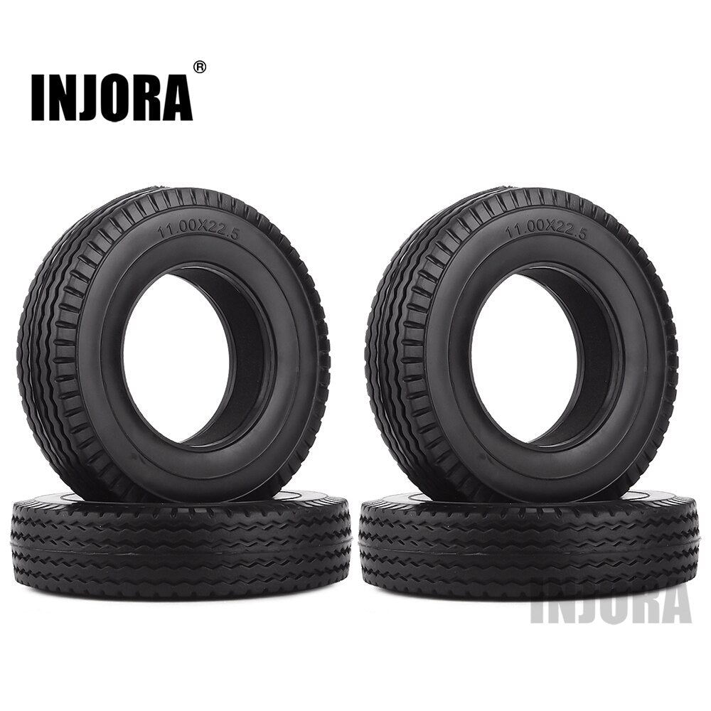 INJORA 4Pcs Rubber Tyres Wheel Tires With Sponge for 1:14 Tamiya Tractor RC Car Truck