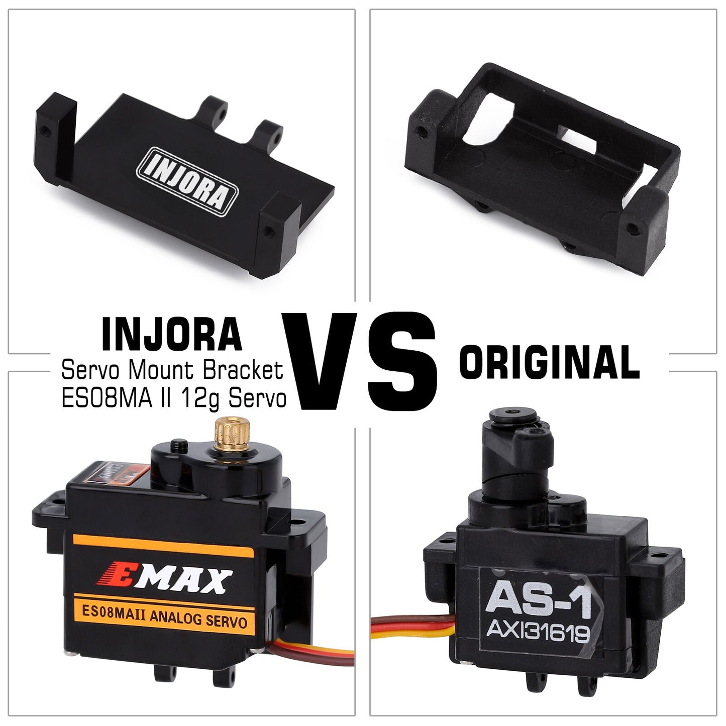 INJORA EMax ES08MA II 12g Analog Metal Gear Servo with Mount & 15T Arm