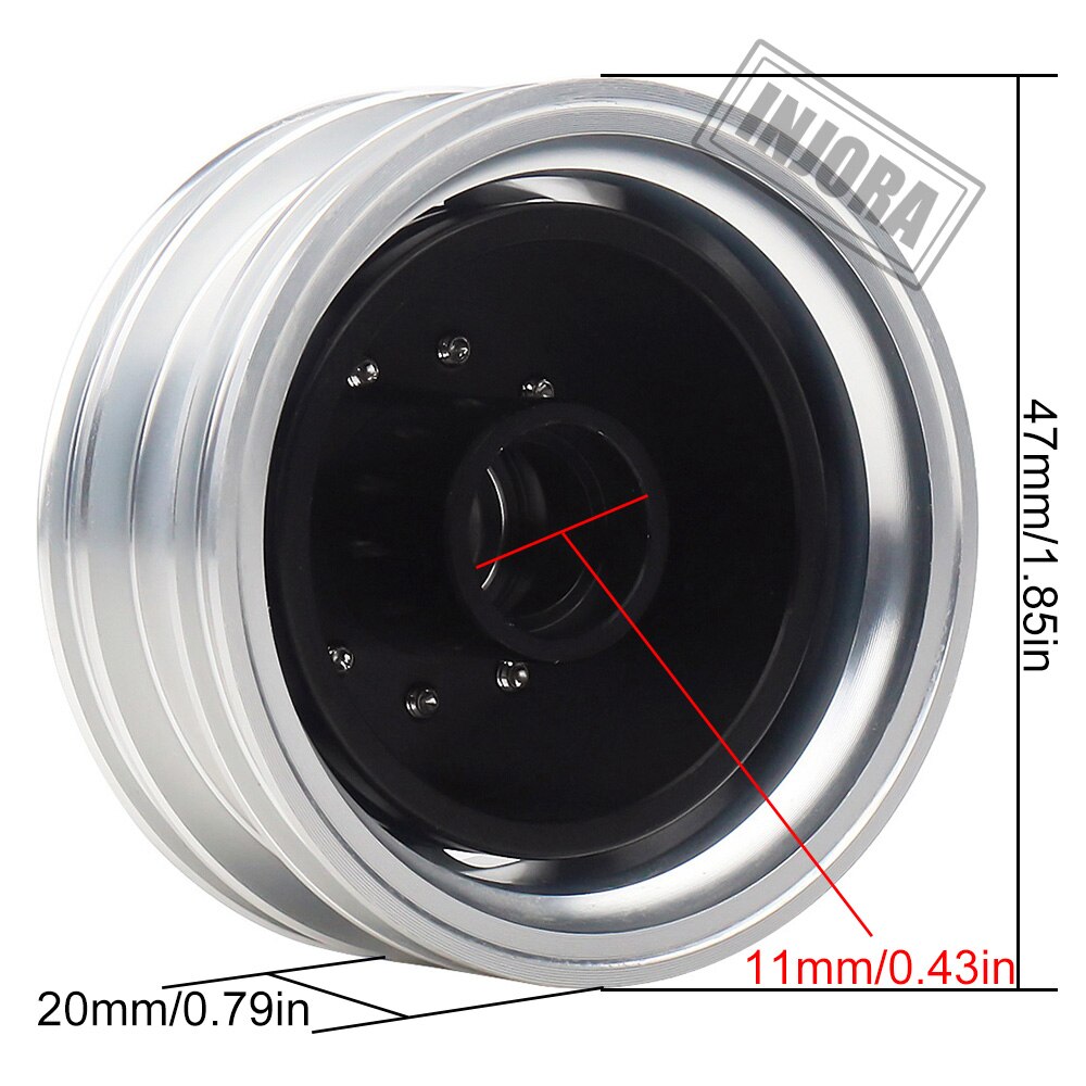 INJORA 2Pcs Metal Front Rear Wheel Rim Hub 10 Spoke for 1:14 Tamiya Tractor Truck RC Car Parts