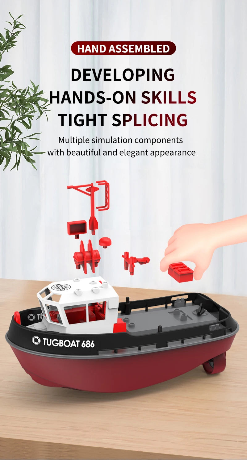 JIKEFUN 686 Rc Boat 2.4G 1/72 Remote Control Tugboat