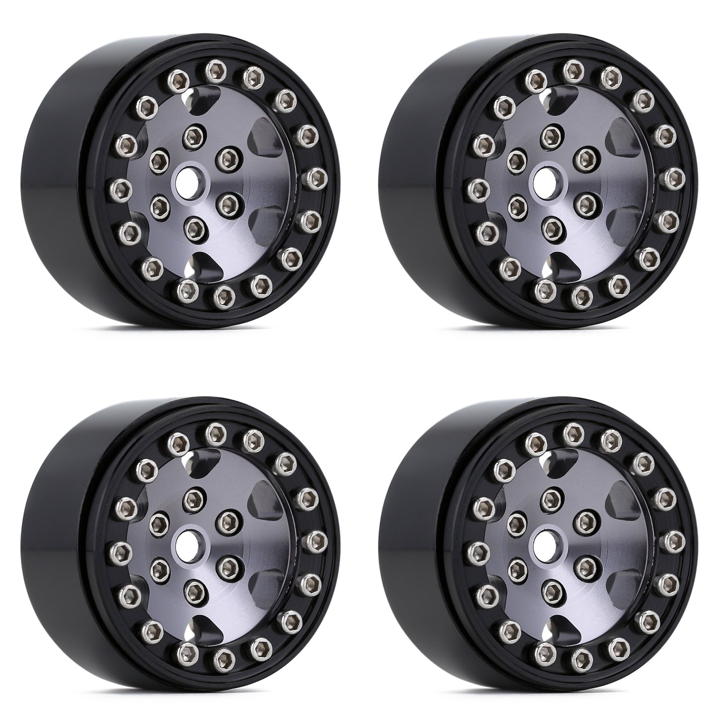 INJORA 4PCS CNC Aluminum 1.0" Beadlock Wheel Rim for 1/24 RC Crawler Car Axial SCX24 FCX24 Enduro24 AX24 (W1026)