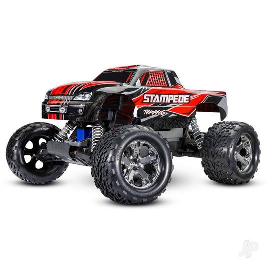 TRAXXAS Stampede 1:10 2WD RTR Monster Truck elettrico, Rosso (+ TQ 2 canali, Titan 550, XL-5, NiMH a 7 celle, caricatore USB-C) Shadow stock TRX36054-8-RED