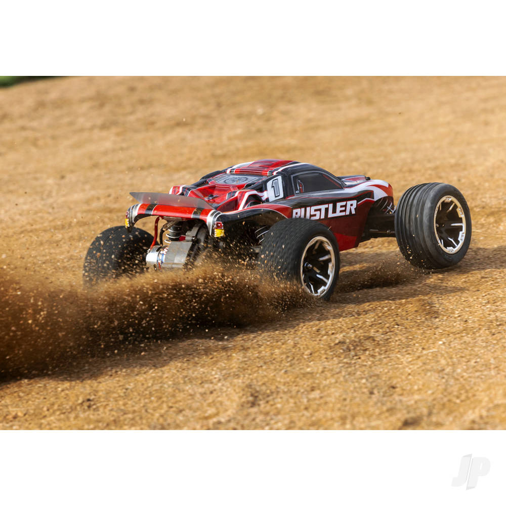 TRAXXAS Rustler 1:10 2WD RTR Electric Stadium Truck, Red (+ TQ 2-ch, XL-5, Titan 550, 7-Cell NiMH, USB-C charger) Shadow stock  TRX37054-8-RED