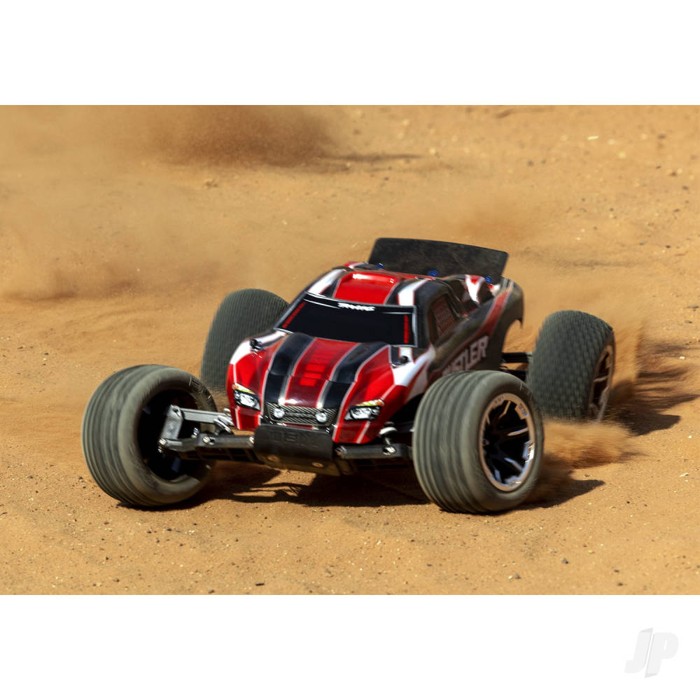 TRAXXAS Rustler 1:10 2WD RTR Electric Stadium Truck, Red (+ TQ 2-ch, XL-5, Titan 550, 7-Cell NiMH, USB-C charger) Shadow stock  TRX37054-8-RED