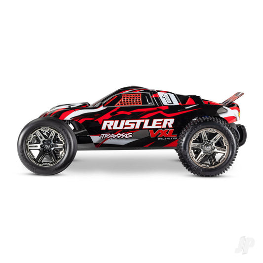 TRAXXAS Red Rustler VXL 1:10 2WD RTR borstelloze elektrische stadiontruck TRX37076-74-RED (schaduwvoorraad)