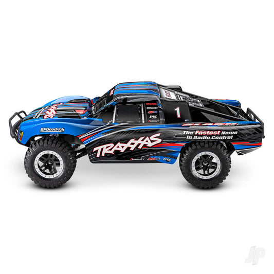 TRAXXAS Slash BL-2S 1:10 2WD RTR borstelloze elektrische kortebaantruck, BLAUW (schaduwvoorraad) TRX58134-4-BLUE
