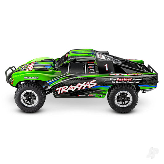 TRAXXAS Slash BL-2S 1:10 2WD RTR borstelloze elektrische kortebaantruck, groen (shadow stock) TRX58134-4-GRN
