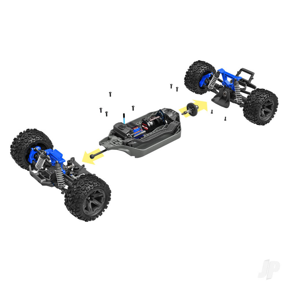 TRAXXAS Rustler 4X4 BL-2S 1:10 4WD RTR camion da stadio elettrico senza spazzole, blu TRX67164-4-BLUE (stock ombra)