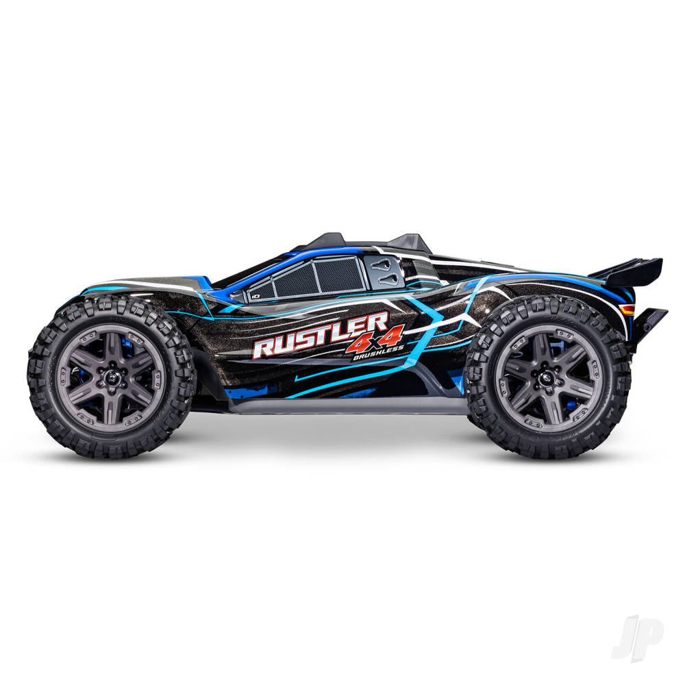 TRAXXAS Rustler 4X4 BL-2S 1:10 4WD RTR camion da stadio elettrico senza spazzole, blu TRX67164-4-BLUE (stock ombra)