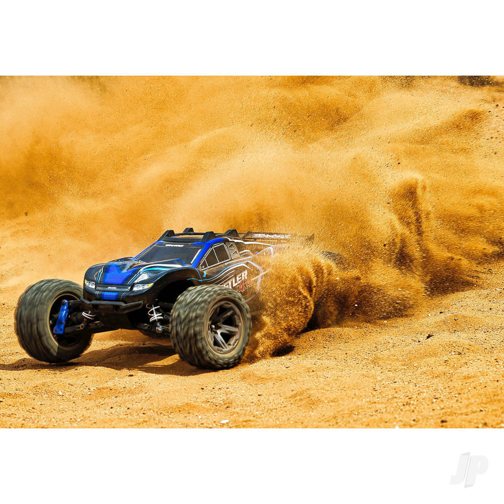 TRAXXAS Rustler 4X4 BL-2S 1:10 4WD RTR camion da stadio elettrico senza spazzole, blu TRX67164-4-BLUE (stock ombra)