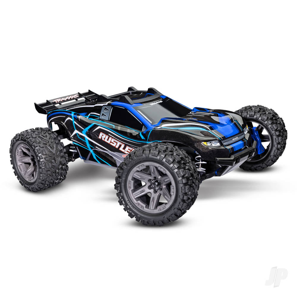 TRAXXAS Rustler 4X4 BL-2S 1:10 4WD RTR camion da stadio elettrico senza spazzole, blu TRX67164-4-BLUE (stock ombra)