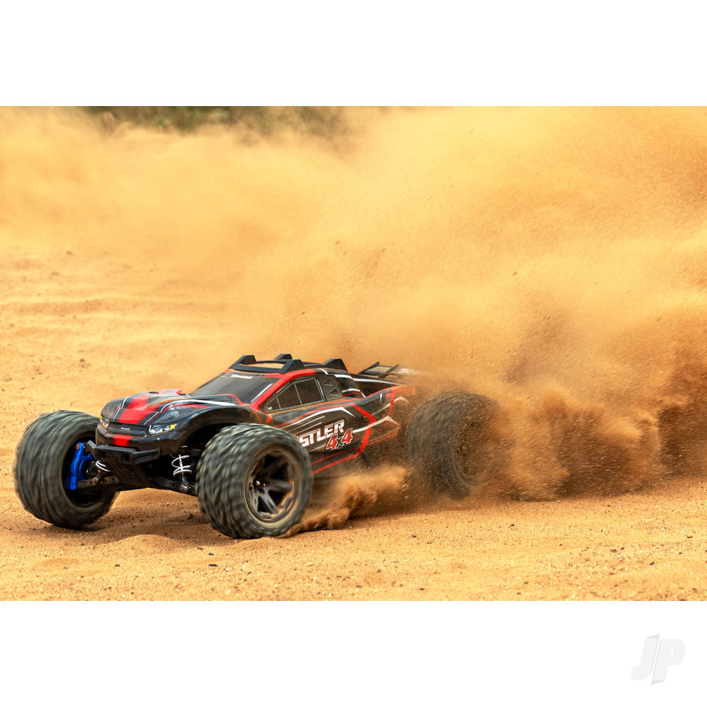 TRAXXAS Rustler 4X4 BL-2S 1:10 4WD RTR camion da stadio elettrico senza spazzole, rosso TRX67164-4-RED (stock ombra)