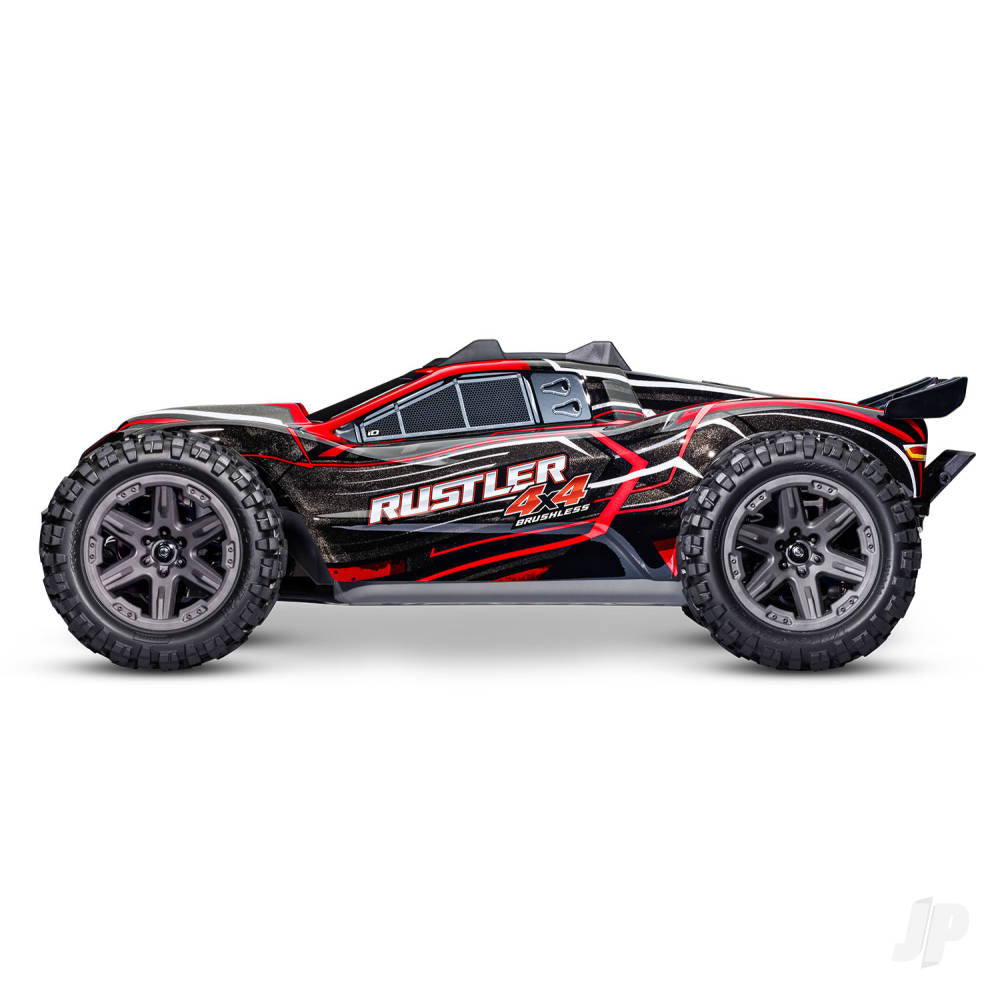 TRAXXAS Rustler 4X4 BL-2S 1:10 4WD RTR camion da stadio elettrico senza spazzole, rosso TRX67164-4-RED (stock ombra)