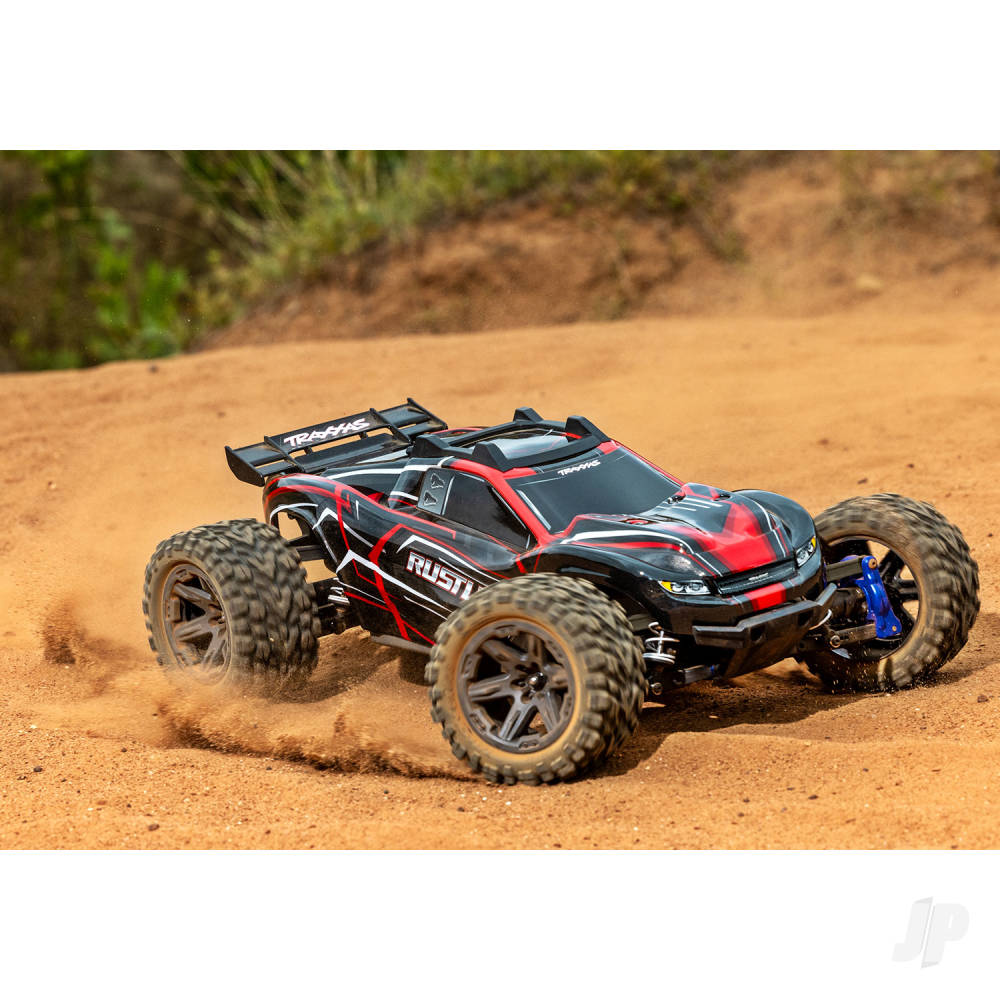 TRAXXAS Rustler 4X4 BL-2S 1:10 4WD RTR camion da stadio elettrico senza spazzole, rosso TRX67164-4-RED (stock ombra)