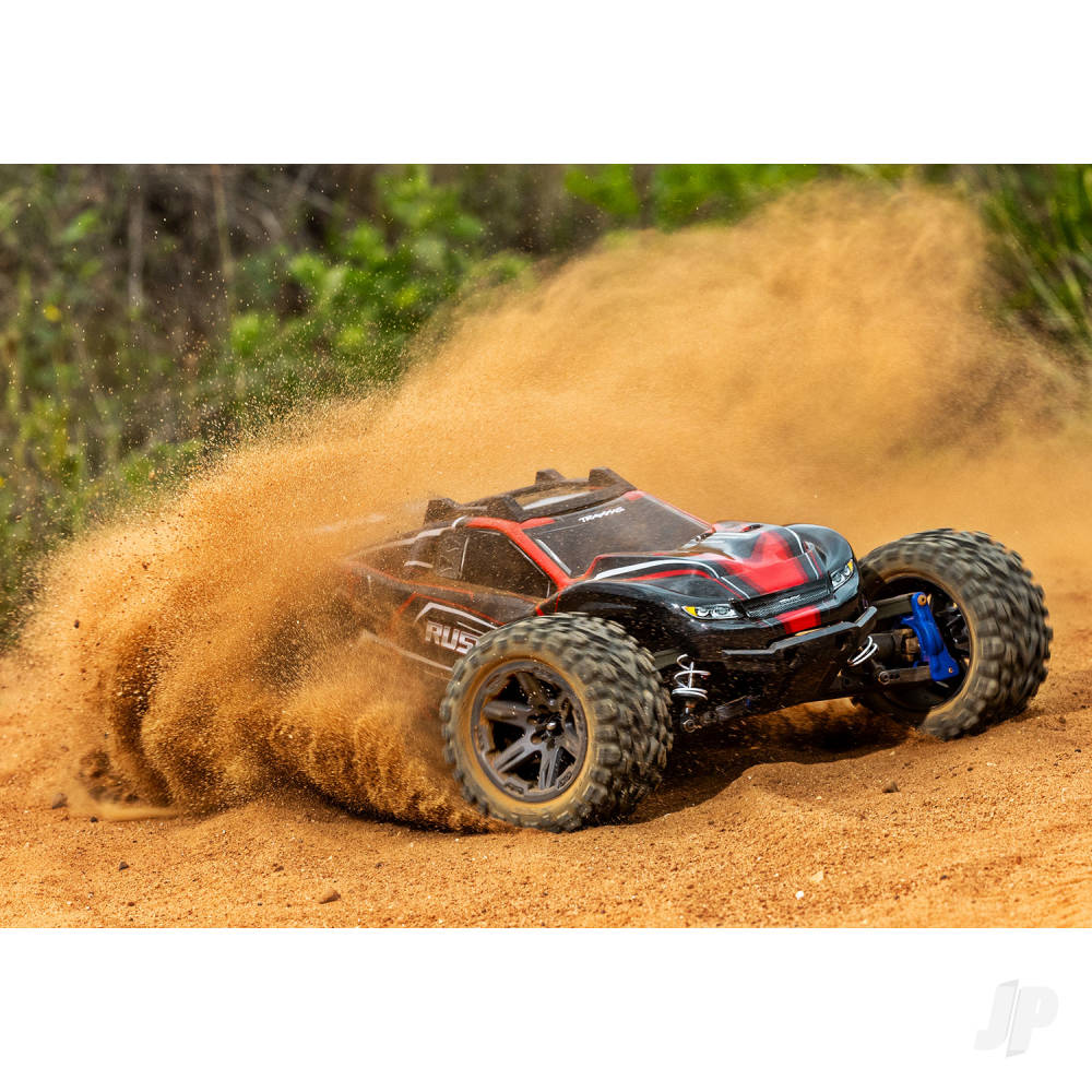 TRAXXAS Rustler 4X4 BL-2S 1:10 4WD RTR camion da stadio elettrico senza spazzole, rosso TRX67164-4-RED (stock ombra)