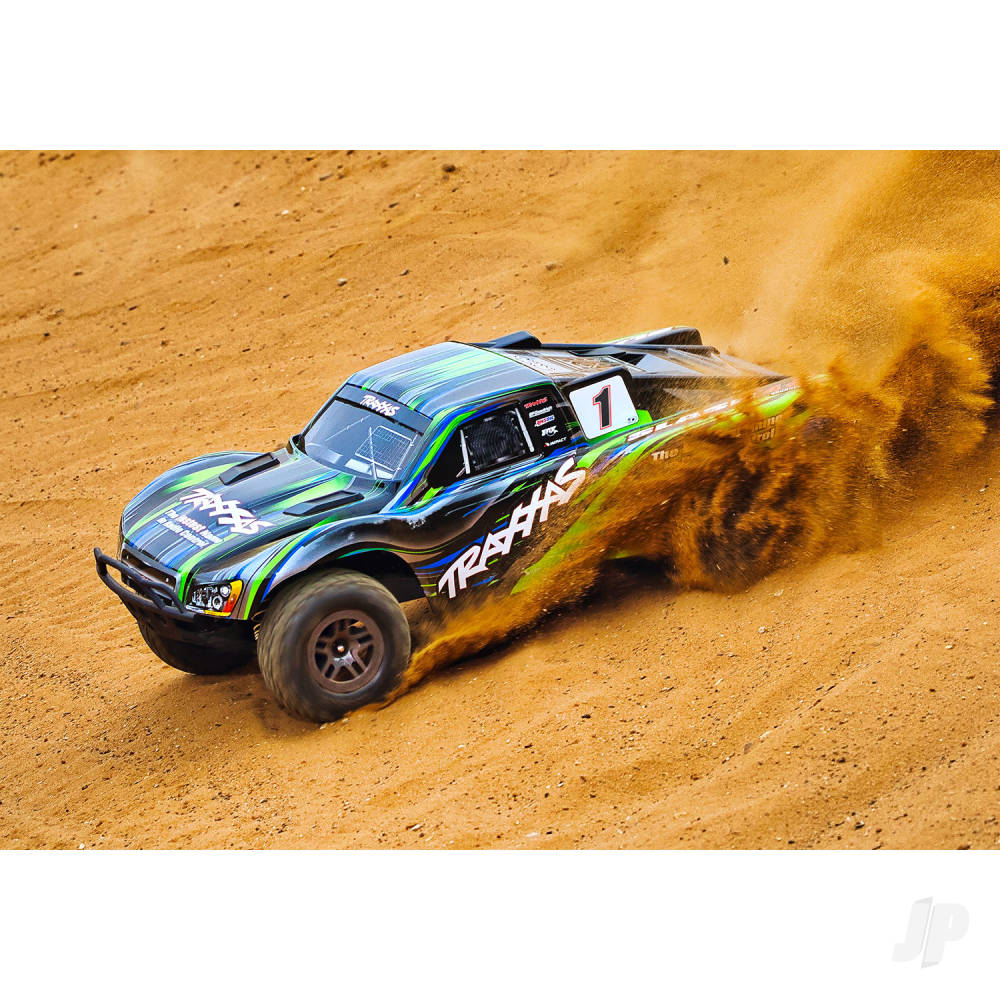 Traxxas Slash 4X4 BL-2S 1:10 4WD RTR camion elettrico senza spazzole per percorsi brevi, verde TRX68154-4-GRN (stock ombra)