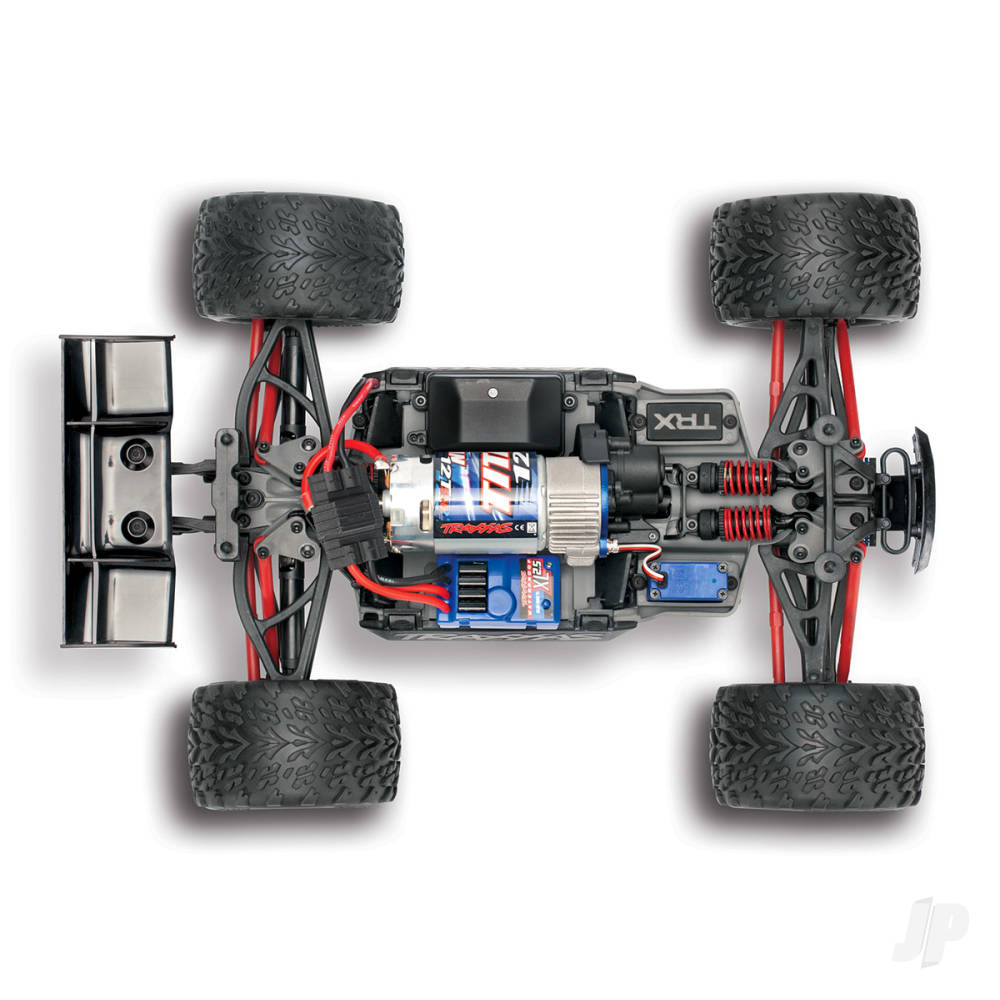 TRAXXAS E-Revo 1:16 4X4 Monster Truck, Blu (+ TQ 2 canali, XL-2.5, Titan 550, 6 celle NiMH, caricatore USB-C) (stock ombra) TRX71054-8-BLUE