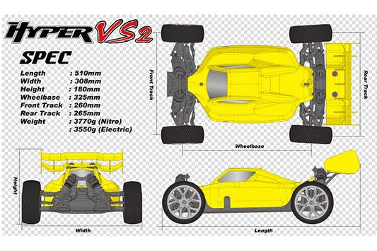 Hobao Hyper VS2 1/8 Nitro Roller Buggy HB-VS2 (stock del fornitore)