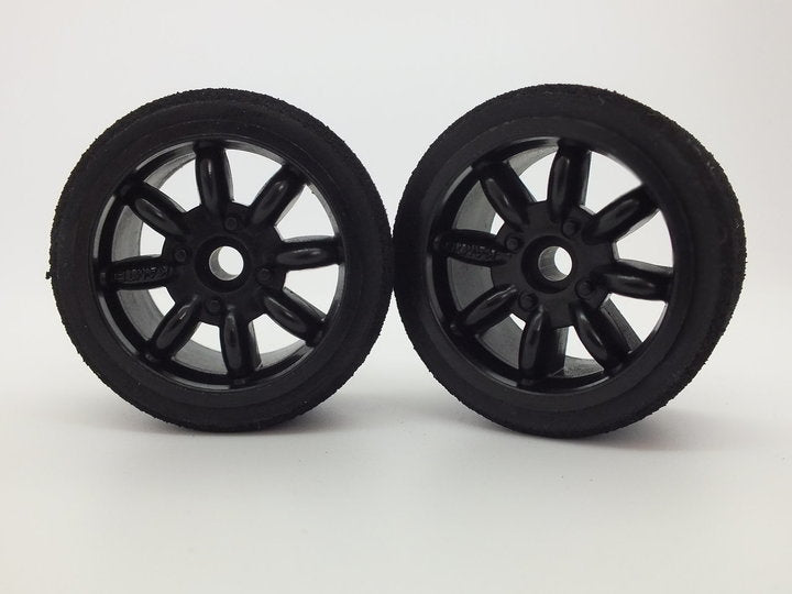 KAMTEC Black Bearing Front Minilite Wheels and Tyres Trued and Glued 46 SHORE