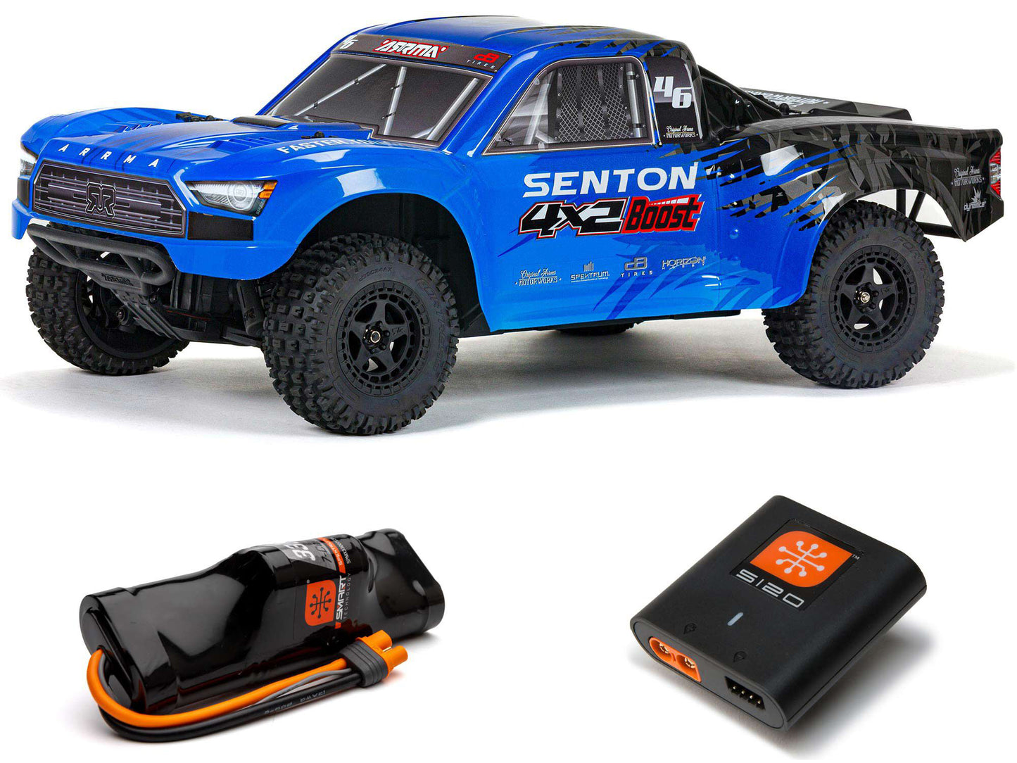 ARRMA Senton Boost 4X2 550 Mega 1/10 2WD SC Blauw met Batt Chg ARA4103SV4T2 (leveranciersvoorraad - beschikbaar op bestelling)