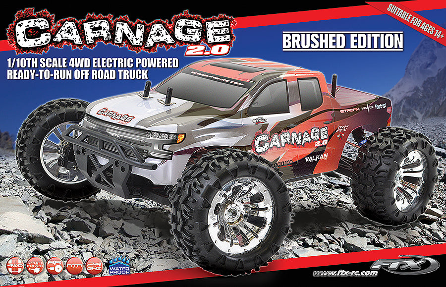 FTX Carnage 2.0 1/10 camion spazzolato 4wd RTR - rosso FTX5537R