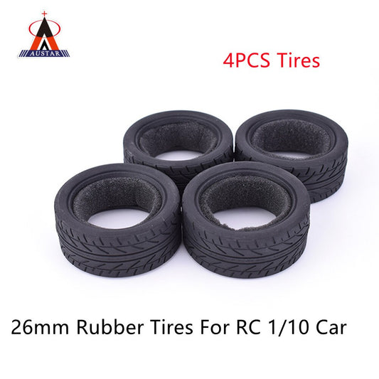 4Pcs AUSTAR 26mm Speed Drift Rubber Tires For RC 1/10 TAMIYA HPI HSP Kyosho 94123/94122/94103 RC On-Road Racing Car Tires parts