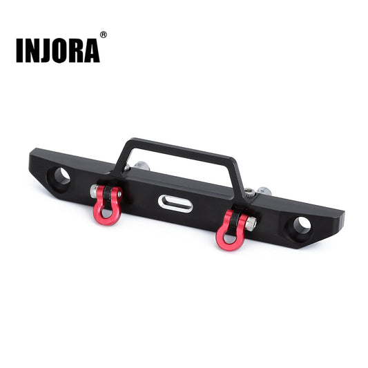 INJORA 58*15mm Metal Front Bumper with Hook for 1/24 RC Crawler Car Axial SCX24 90081 Upgrade Parts