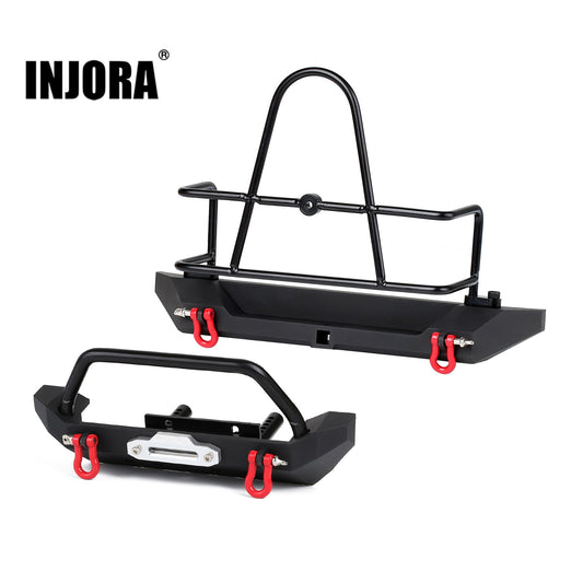 INJORA Metalen Voor Achter Bumper met Trekhaak voor 1/10 RC Crawler Axiale SCX10 90046 SCX10 III AXI03007 Upgrade Onderdelen