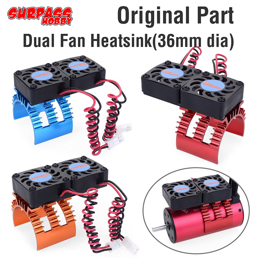 SURPASS HOBBY Cooling Fan Aluminium Metal Heatsink with Dual 30mm Fans for 1/10 RC Car 3660 3670 wltoys 12428 144001 540 550 Motor