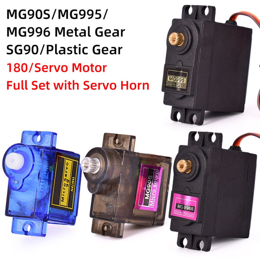 MG995 MG996r SG90 9g MG90s Metal/Plastic Gear 180 Degree Micro Servo Motor Set for RC Planes Racing Car model telecontrol