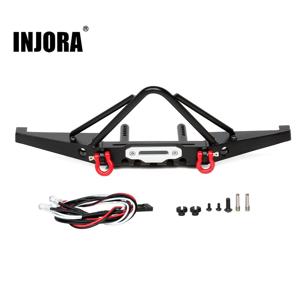 INJORA Paraurti anteriore in metallo per auto cingolata 1/10 RC Axial SCX10 e SCX10 II 90046 90047