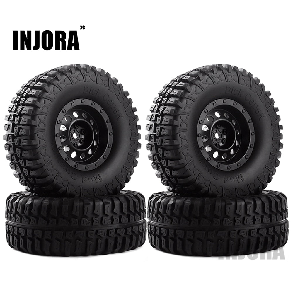 INJORA 4 Stuks Plastic 1.9 "Velg Banden Set voor 1/10 RC Crawler Auto Axiale SCX10 90046 Tamiya CC01 D90 D110