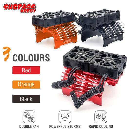 Surpass hobby RC Heatsink With Dual Cooling Fan RC Car Accessories for Hobbywing Leopard 4268 4274 4092 1/8 1/10 RC Car Motor
