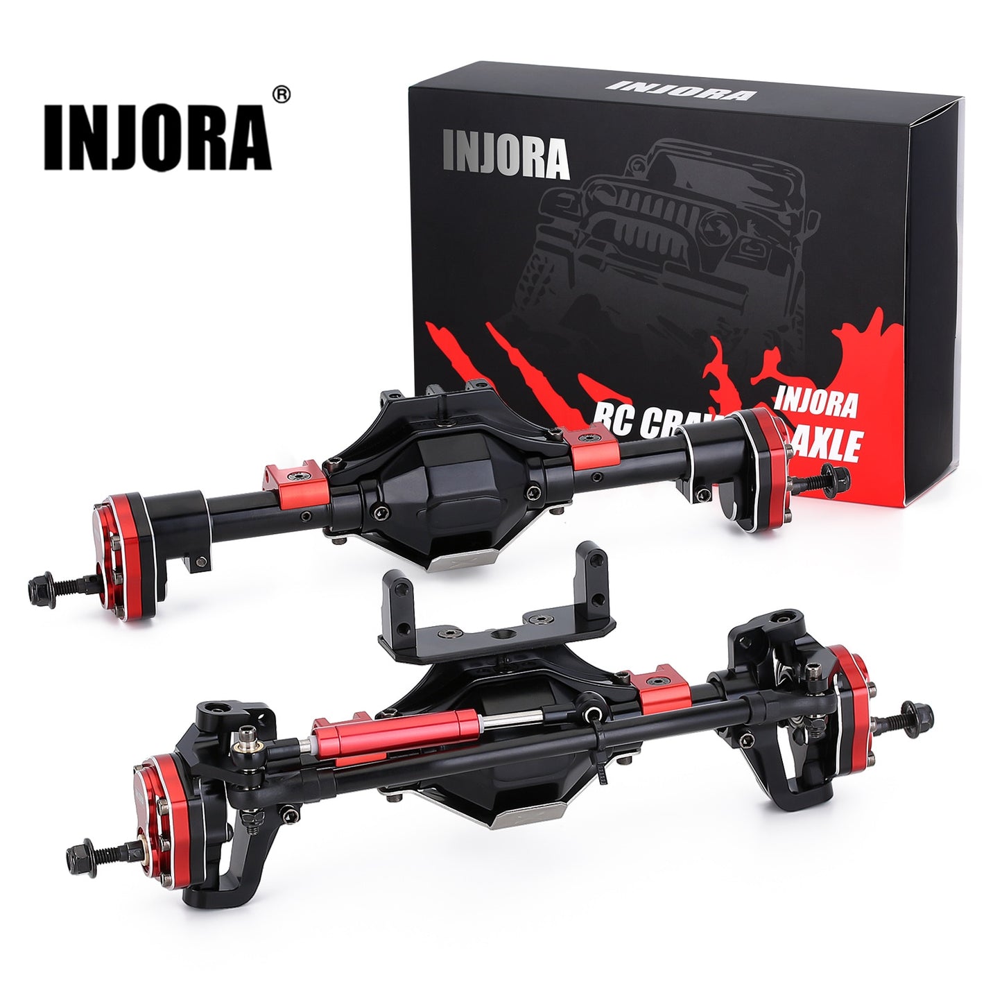 INJORA Asse portale in metallo con protezione anteriore posteriore per 1:10 RC Crawler Car Axial SCX10 e SCX10 II 90046 90047 Parti di aggiornamento